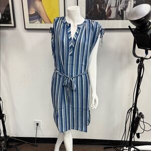 La Boheme Striped Blue and White Midi Dress NWT